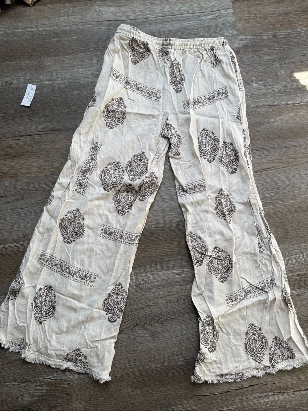 Divided Boho Wide-Leg Printed Lounge Pants Paisley Cream Brown Hippie Boho XXS - Picture 5 of 7